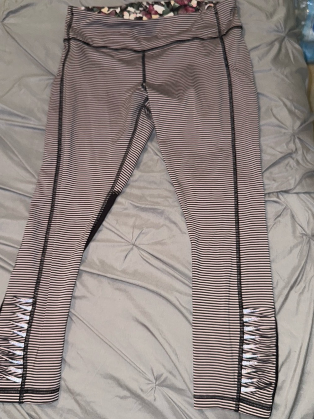 lululemon athletica Black and White Striped Leggings